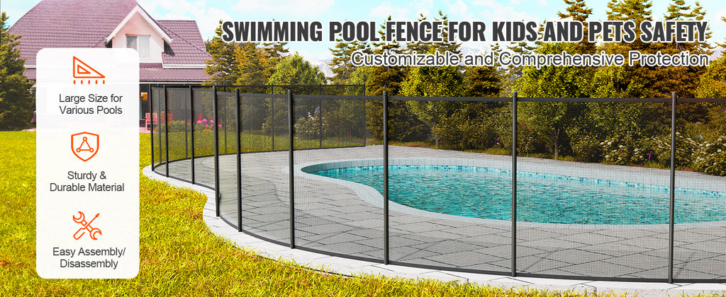 SucceBuy Pool Fence Fences for Inground Pools Removable Child Safety Pool Fencing Teslin PVC Fence Mesh Protects Kids and Pets