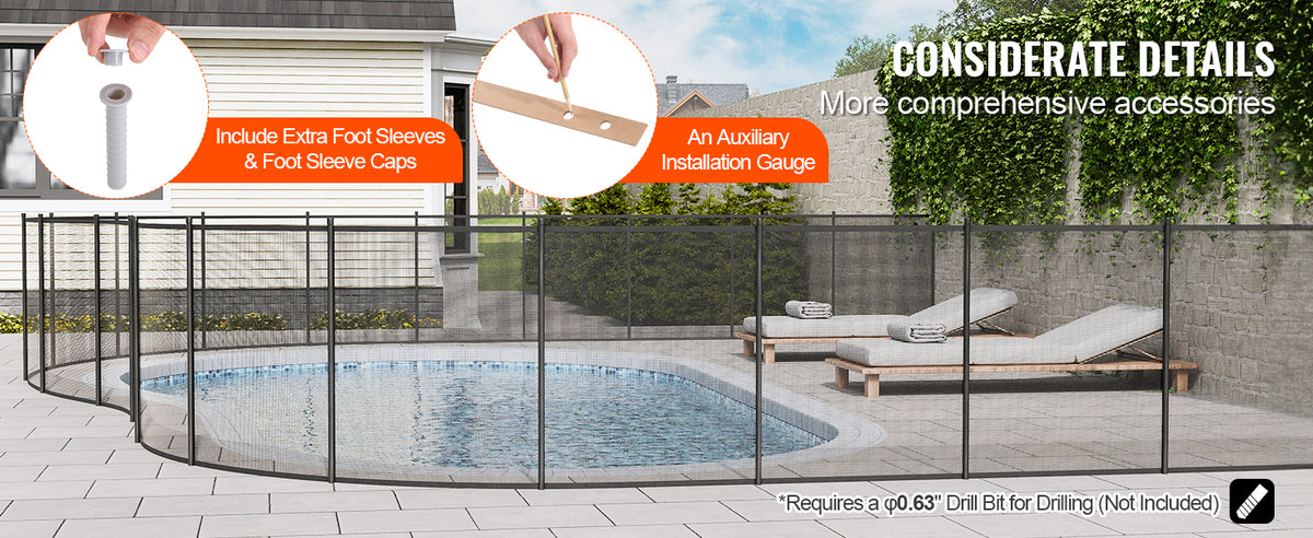 SucceBuy Pool Fence Fences for Inground Pools Removable Child Safety Pool Fencing Teslin PVC Fence Mesh Protects Kids and Pets